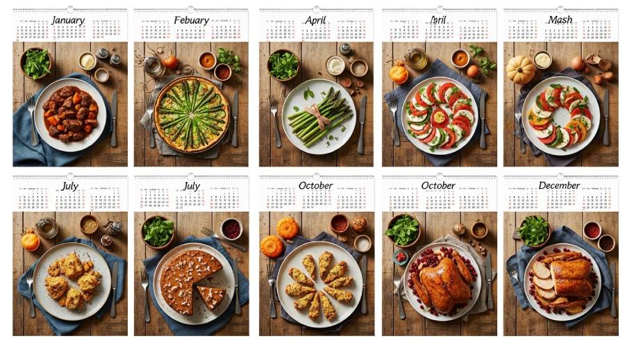 تقویم با تم غذا